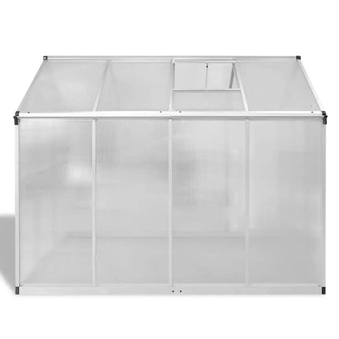 Front view of Reinforced Aluminum Greenhouse Outdoor 95.3 By 74.8 By 76.8 Inches With Polycarbonate Panels UV Protection