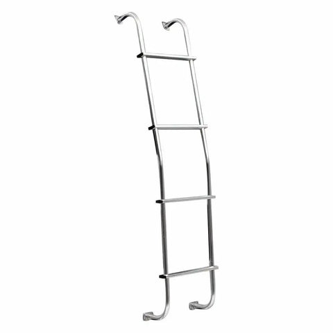 Aluminum 4 Step Van Ladder With Hook Over Rear Door Mount Fits Chevy GMC Dodge Vans 250 LB Capacity Made In USA Heavy Duty Built To Last Non Slip Grooved Steps No Welds Easy Install, front view