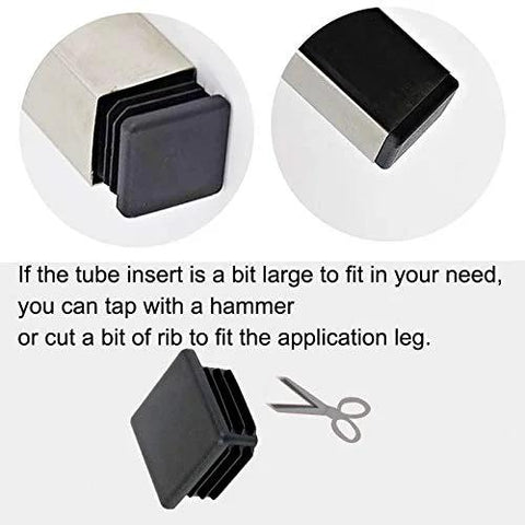 8 Pack 2 Inch Square Plastic Plugs For Square Tubing Posts With Inside Diameter 1.85 To 1.90 Inches, Heavy Duty End Caps