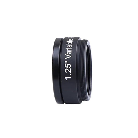 Adjustable Dual Polarizing Telescope Filter For 1.25 Inch Eyepieces Rotating Front Lens shown side view, black frame, labeled '1.25" Variable'. 