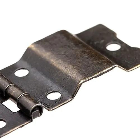 Antique Bronze Iron Hinges 20 Pack 38 By 21mm Ring Style Even Hinges for doors, cabinets, and furniture, close-up view with screws