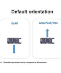 Default orientation of Optical And Lidar Sensor MTF02 For ArduPilot PX4 INAV With UART at 50Hz; front view, label showing directions.