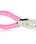 Go To Handheld Metal Hole Puncher For DIY Crafts, pink padded handle, 8-sheet capacity, 1.5-6 mm hole size, side view.