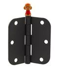 Whimsical Dog Themed Door Hinge Heads Set Of 6 Magnetic Toppers on black metal hinge with dog figure, cottage style decor