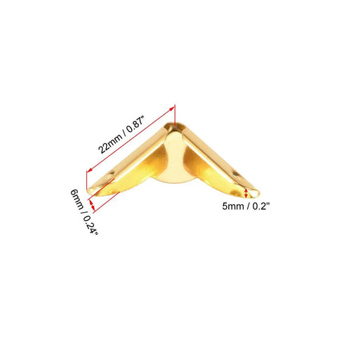 Top Shelf Metal Book Corner Protectors Built Tough For Notebooks Albums Gold Tone Edge Guards, 22mm corner cap detail
