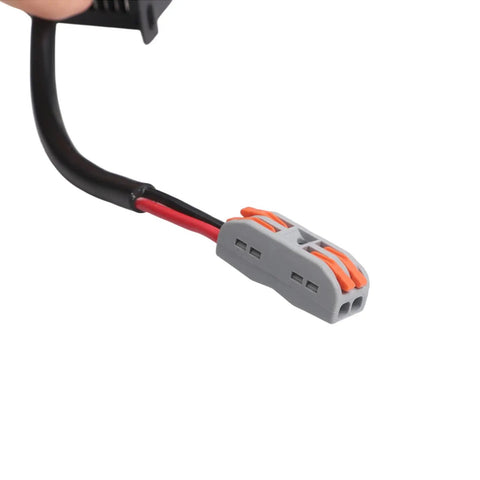 Close-up of Heavy Duty 1000W Solar Charge Controller connector with black and red wires for 24V, 48V, 60V, 72V electric vehicles.