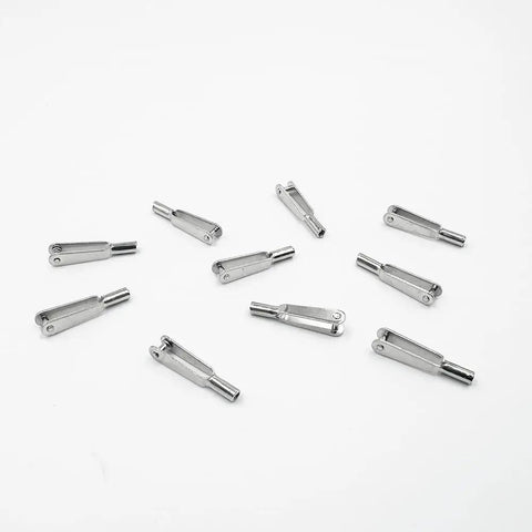 10 Pcs M2 Thread Self Locking Metal Clevis Quick Link Steel Clevis For Fixed Wing RC Airplane And Helicopter Model Toy Replacement Parts Ideal For RC Hobbyists Seeking Secure Flexible Linkage And Easy Adjustability For Quick Field Repairs. Silver M2 x 24mm metal clevis links for RC airplane and helicopter linkages.