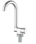 Premium RV Sink Faucet with Spotless Chrome Finish Heavy Duty 360 Swivel Marine Cold Water Tap Compact Deck Mount Setup for Camper Van Yacht and Weekend Road Trips with sleek design and easy control handle.