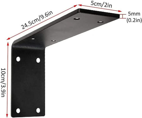 Tough As A Nail Wall Mounted Shelf Brackets heavy duty iron angle corner bracket 24.5cm long, rust resistant, DIY floating display use.