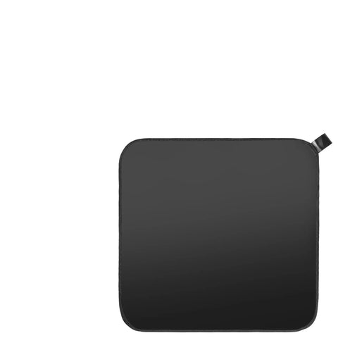 Black sliding mat with hanging strap, anti-slip base, easy clean surface, 12.4x12.4-inch fit for Luxe Cafe ES601 ES701 series espresso machines.