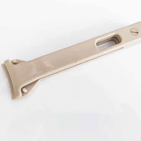 Pro Grade PEEK Wafer And Chip Clamps For Handheld Inspection Tool, flat head tweezers, side view, beige color