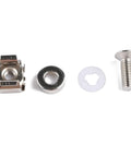 Two Sets Square Hole Cage Nuts With Mounting Screws And Washers, Nickel Plated Iron, displayed components on white background