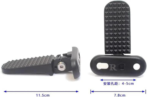 Rugged Durable Aluminum Alloy Scooter And E-Bike Foot Pegs, 4.7 Inch Length With Anti Slip Textured Surface, side and front view