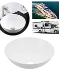 Premium White Acrylic Vessel Sink for Bathroom - Easy Installation Sink for Cara, Campers & Yachts - 327.6mm round design