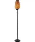 Tall Black Metal Floor Lamp With Natural Bamboo Shade, Warm Ambient Light, And Easy Pull Chain, Durable Sleek Dope Home Accent