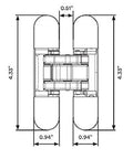 Diagram of Invisible Hinge For A Clean Seamless Look On Doors With Square Set Interiors In Satin Nickel RY60 RocYork Concealed Door Hinge