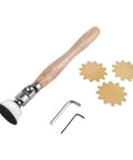 Pro Grade Woodturning Bowl Sander Tool Kit With Rotating Head For Inside Curves handle, sanding discs, and tools displayed