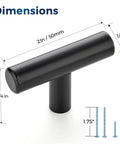 Dimensions of Matte Black 2 Inch Cabinet Knobs 30 Pack Stainless Steel Kitchen Cabinet Knobs With Round Edge For Dresser Drawers