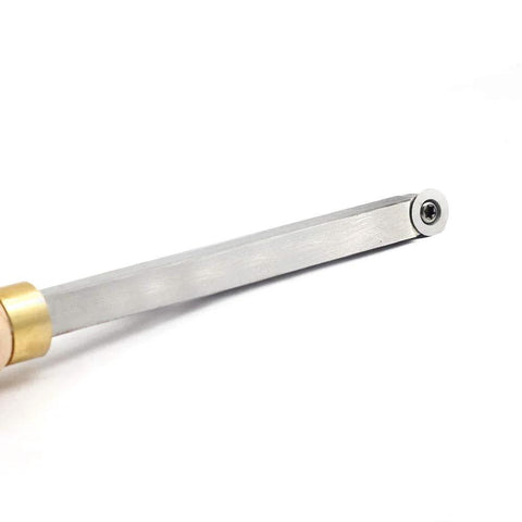 Mini carbide woodturning tool with silver shaft and brass collar