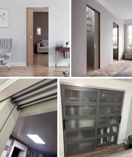Soft Close Aluminum Sliding Door Track Kit 6.2Ft Top Hung Rail For Kitchen And Closet Bypass Barn Door Hardware Silver Pocket Door System