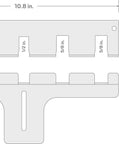 Diagram of 5-Tool Pry Bar Wall Hanger For Garage Organization, dimensions 10.8x4.0x2.1 inches, steel construction with slots