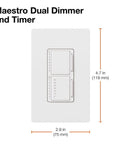Single Pole Digital Dimmer And Timer Switch For Incandescent And Halogen Bulbs 300 Watt In Wall Dimmer With Five To Sixty Minute Auto Off And Orange Time Remaining Indicator White with dimensions shown