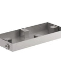 Invigoration Series Small Drain Pan For Steam Shower Generators, Built Tough Stainless Steel, Corrosion Resistant, side view.