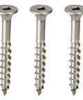 Marine Grade Stainless Steel Deck Screws 316 Size 8 X 1-1/4 Inch Flat Head Square Drive Wood Cutting Point, front view