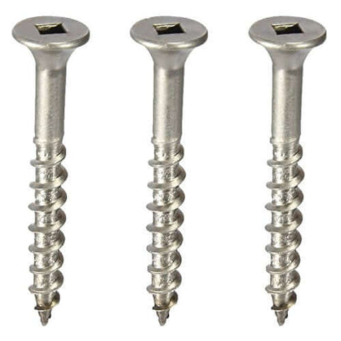 Marine Grade Stainless Steel Deck Screws 316 Size 8 X 1-1/4 Inch Flat Head Square Drive Wood Cutting Point, front view