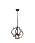 Go To Farmhouse Orb Chandelier Pendant Light with handmade weathered wood finish and rustic bronze accents hanging from a chain