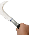 Multipurpose Gardening Sickle With Manganese Steel Blade And Stainless Steel Handle Black Rubber Grip For Cutting Grass Vines Branches Weeds Edging Lawns And Underbrush held in hand