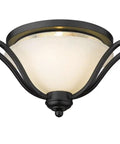 Lagoon Three Light Ceiling Fixture With Steel Frame Matte Black Finish And Matte Opal Glass Shade For Modern Living Rooms