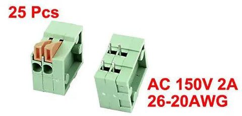 4 Pin 2 Position 2.54mm Pitch Spring Terminal Block Connectors For PCB Mounting 150V 2A Rating Supports 26-20 AWG Wires