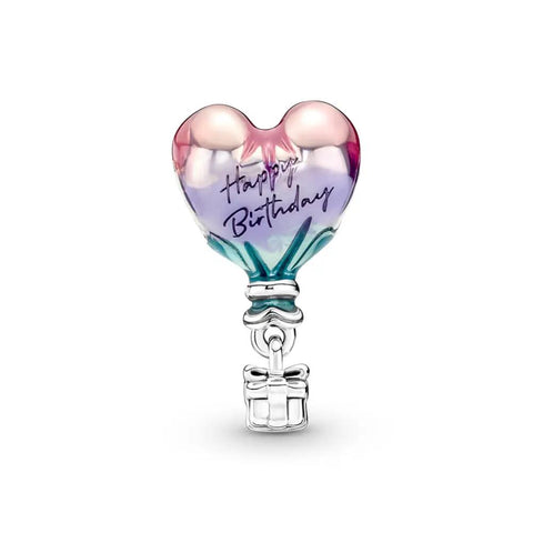 Birthday Hot Air Balloon Charm For Moments Bracelet In Sterling Silver With Multicolor Enamel Finish Gift Box Included Women Jewelry Gift Totally Cute Birthday Accessory For Her.