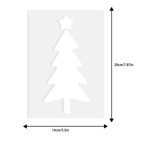 Top Shelf Christmas Acrylic Router Templates With Slick Holiday Motifs For Knockout Diy Woodworking And Cabinet Jigs Measuring Five Point Five By Seven Point Nine Inches In Crisp White Finish, featuring a Christmas tree design.