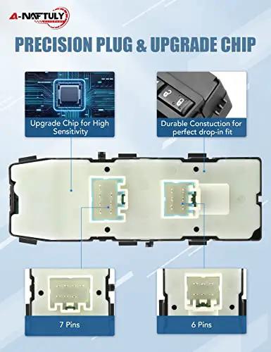 Left Driver Side Go To Master Power Window Switch For Dodge Avenger Charger Caliber Magnum Jeep Patriot Compass Chrysler 200 300 Sebring Raider 2006 2014 Auto Button Replacement with upgrade chip illustration