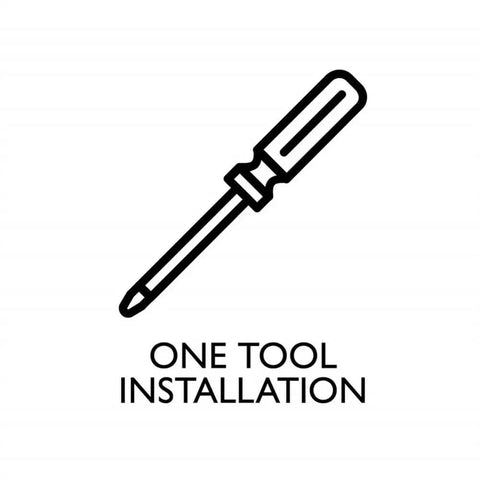 Screwdriver icon with 'One Tool Installation' text for Satin Nickel Hinge Pin Door Stops Kit, 10-Pack, Adjustable 85-125 Degree Swing