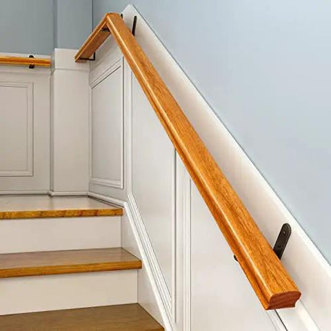 Built Tough Wall Mount Non Slip Stair Handrail And Balcony Banister Kit With Heavy Duty Anti Skid Grip For Indoor Outdoor Steps No Fuss Setup home safety game changer, wooden handrail on interior stairs.