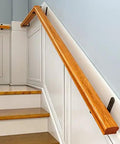Built Tough Stainless Steel Stair Railing Set With Sure Grip Non Slip Design, wall-mounted wooden handrail beside stairway.
