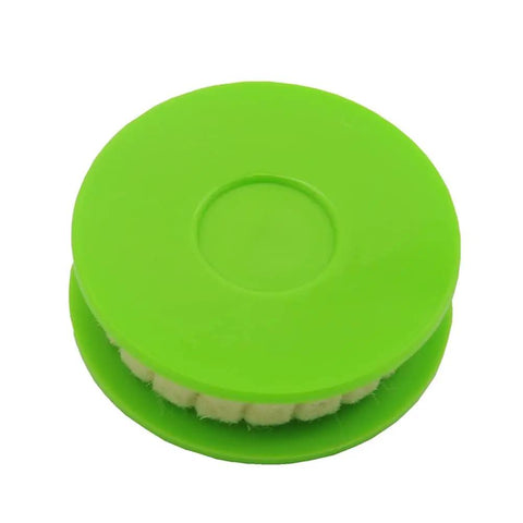 Round green Two Pack Portable Bike Chain Oiler Roller Lubricator with wool felt, top view