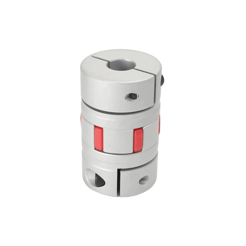 Beefy Aluminum Shaft Coupling 12.7mm To 12.7mm Bore Flexible Coupler 66x40mm M6 Thread 13,000 RPM Max Torque 64Nm Peak 32Nm Rated Oxidized Finish Great For CNC Stepper And Servo Builds, aluminum coupler with red insert