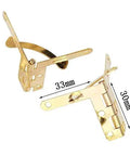 Close-up of gold 90-degree angle supports from the 50 Piece Set for small box hinges, great for jewelry boxes and craft projects.