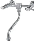 Wall Mount Bathroom Faucet In Polished Chrome With Brass Construction And Lifetime Drip Free Ceramic Cartridge, Eight Inch Spout Reach