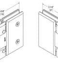 Diagram of Built Tough Heavy Duty Adjustable 180 Degree Glass To Glass Hinge For 3/8 To 1/2 Inch Doors, polished chrome finish