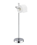 Reserve Function Free Standing Toilet Paper Holder With Crystal Finial In Chrome Finish Easy Install