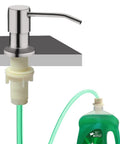 Brushed Nickel Built In Kitchen Soap Dispenser With 47 Inch Extension Tube Kit And Long Thread Shaft installation view