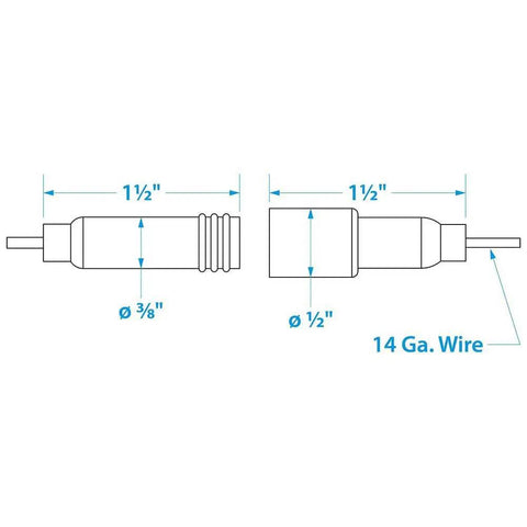 Schematic diagram of Heavy Duty Watertight Inline Fuse Holder 10 Amp with dimensions for ease of installation.