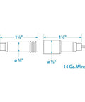 Heavy Duty Watertight Inline Fuse Holder With Nickel Plated Brass 20A Circuit Protector dimensions and wire details schematic.
