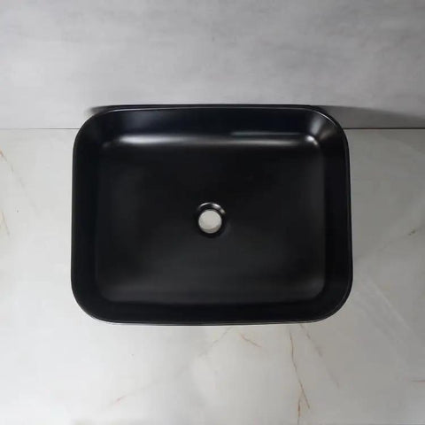 USZWBY Vessel Sinks Modern Simple Household Black Wash Basin Ceramic Above Counter Hotel Bathroom Countertop Sink top view