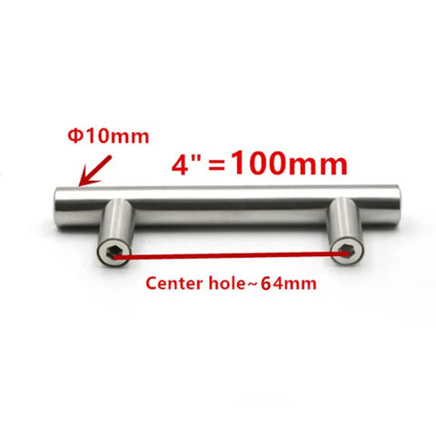 Stainless Steel T Type Drawer Cabinet Wardrobe Door Pull Handle In Silver Finish Built To Last Hollow Design 4 inch